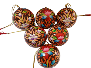 Paper Mache Holiday Hanging Baubles for Christmas <b>Tree</b> Handmade Decorations for Eco Conscious Wholesale Buyers - Product Image 4