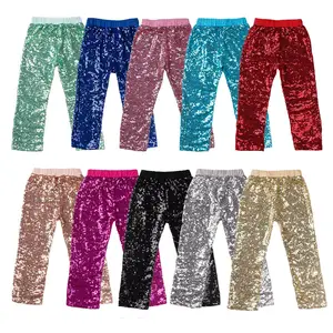 Venta al por mayor niño bebé niñas lentejuelas leggings brillante niños pantalones largos