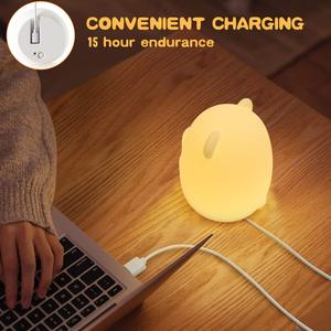 Diseño personalizado gratuito 48 modelos Bear Night Light LED Squishy Duck Lamp Cute Light Up Duck Silicone Bedside Touch Lamp Nightlight - Product Image 5