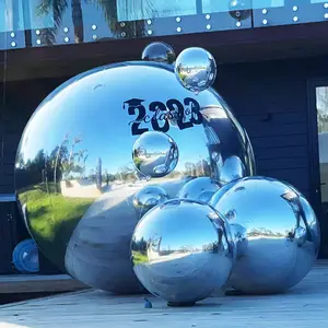 Boule d'argent gonflable à sphère miroir or, tendance, personnalisée, grande boule décorative en pvc