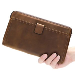 Portefeuille de voyage pour homme MARRANT en cuir véritable vintage avec fermeture éclair, imperméable et grande capacité - Product Image 1