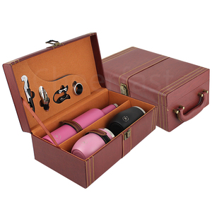 Estuche de Transporte de Cuero PU para Vino, Caja de Regalo con Aislamiento de Doble Pared, Vaso de Viaje de Acero Inoxidable al Vacío, Cajas para Envíos de Vino - Product Image 3
