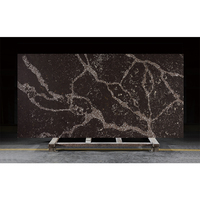 Dalle de quartz artificiel moderne DCT CN7013 Luxe noir veiné or pour espaces commerciaux et plans de travail