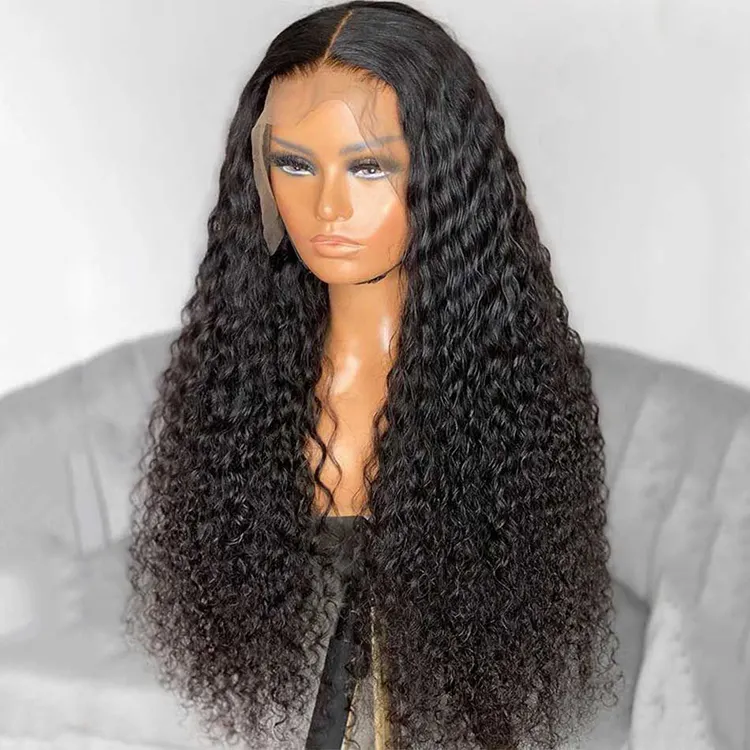 Natural Color 1B Brazilian Hair Weaves And Wigs Raw Indian Hair Hd Lace Deep Weave Wig