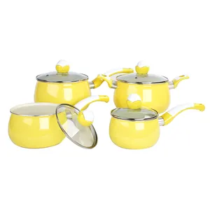 8PCS Stainless Steel Cookware Set with Yellow Silicone - China Kitchen  Utensils and Cookware Set price