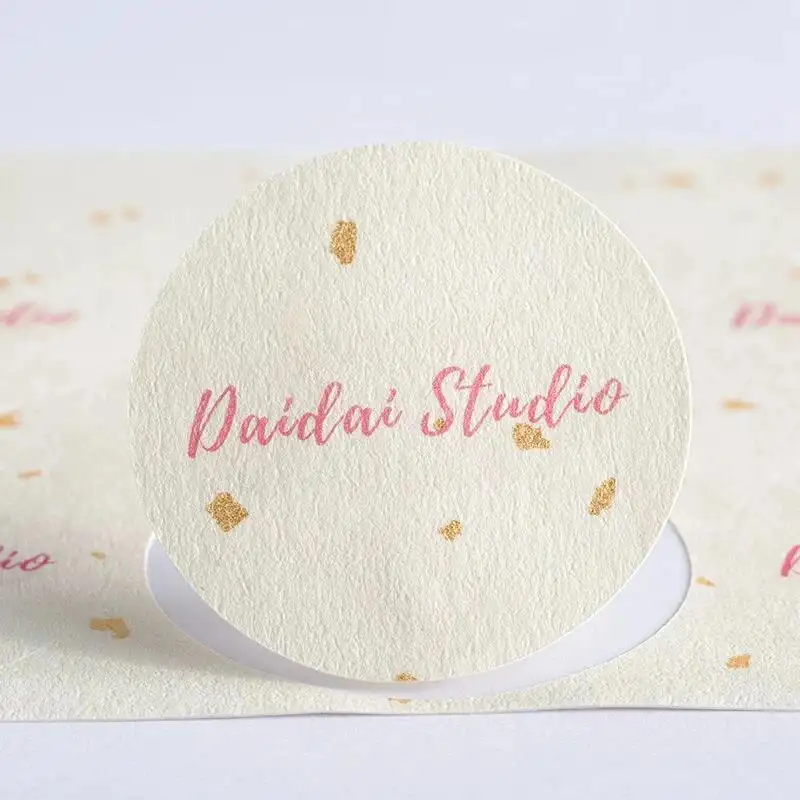 Nature color Adhesive Sticker Custom Logo Printing Luxury Textured Candle Jars Packing Labels