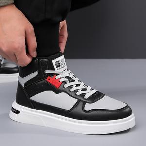 Baskets montantes pour hommes, tige synthétique, bout rond, à lacets, antidérapantes, style basketball, pour l'automne - Product Image 4