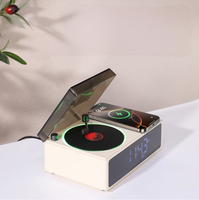 Klassischer Plattenspieler-Stil BT 5.3 Kabelloser Lautsprecher mit Wecker Weißes Rauschen TF-Karte USB-Anschluss für Desktop-Dekoration