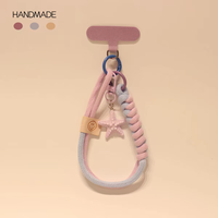 Dragonne de téléphone en cordon tressé fait main, porte-clés 2-en-1, avec breloque oiseau mignon Kawaii, accessoire anti-chute, cadeau, vente en gros, personnalisable