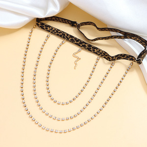 Chaîne de jambe élastique pour femme avec pendentif serpent, multicouche, ornée de cristaux et de strass, à pampilles, pour soirée, chaîne de corps tendance - Product Image 4