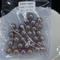 Perle d'eau douce ronde naturelle blanche parfaite 10-14mm, qualité excellente, demi-trou, perle Edison blanche/rose et violette