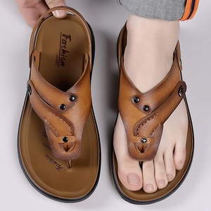 Sandales réversibles pour hommes, chaussures de plage antidérapantes d'été, semelle extérieure en caoutchouc, talon de 1,3 cm, tongs décontractées pour l'extérieur, commerce extérieur - Product Image 3