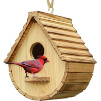 Nichoir en bois naturel pour extérieur, idéal pour les bleuets, les pinsons et les cardinaux, à suspendre pour l'observation dans le jardin