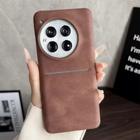Étui de Luxe pour Téléphone Portable OnePlus 13/12/11/13R/12R/11R ACE 5/3 Pro 2/5G, Coque Semi-Intégrale en Cuir Agneau Synthétique avec Porte-Cartes