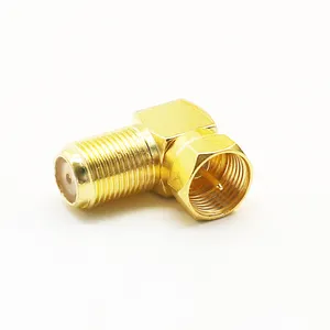 Factory outlet 90 Degree F-adapter F-socket gilded Angular adapter Set Right Angle RG6 Male to Female Gold Plated Adapter