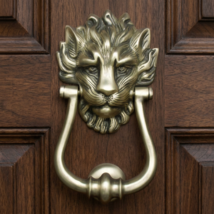 Trendy Stylish Lion Cast Iron <b>Door</b> Knocker Customizable Size for House or Room Decor on Sale Now! for Kitchen and Dresser Use - Product Image 1