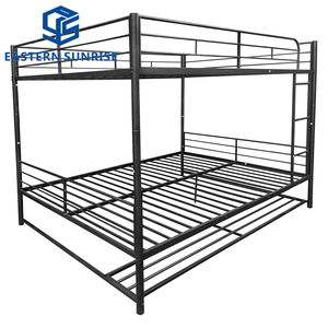 <span class=keywords><strong>Lit</strong></span> superposé vintage en métal noir avec étagère de <span class=keywords><strong>rangement</strong></span> sous le <span class=keywords><strong>lit</strong></span> pour la maison ou le dortoir - Construction en acier robuste - Product Image 2