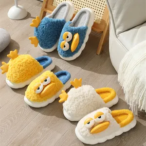 Cute Duck Slippers Women Shoes Winter Slippers Indoor House Shoes Warm  Plush Slipper Couples Home Platform Footwear