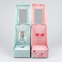 Boîtes à gâteaux en verre à vin personnalisées de haute qualité en gros, emballage en papier avec logo imprimé, boîtes à cupcakes en carton blanc avec fenêtre