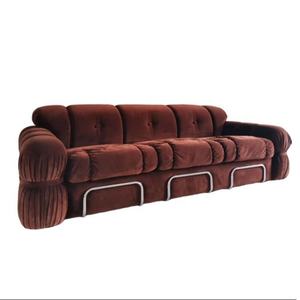 العربية نمط غرفة المعيشة المنزلي الأزهار مجموعة اثاث تنجيد فاخر المخملية البني أريكة 3 2 ، loveseat ، كرسي بذراعين - Product Image 1