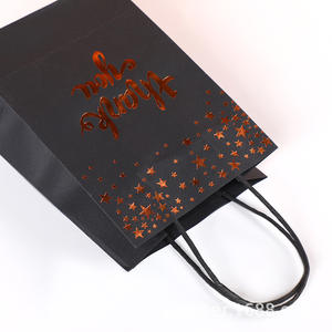 Bolsas de Regalo de Papel Kraft de Lujo con Estampado Dorado, Creativas, Impresas en Inglés, Negras, Personalizables, para Supermercado, Venta al Por Mayor - Product Image 4