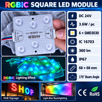 Module LED carré, module LED numérique, module LED programmable, IC 16703, DC24V, 360lm, lentille 170 degrés pour éclairage de signalisation à changement de couleur