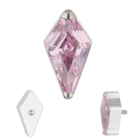 G23 AFTM F136 Piercing Labret en Titane avec Zircon Cubique (CZ) en forme de cerf-volant serti clos et embout fileté intérieur, Bijou de corps