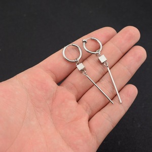 Boucles d'oreilles pendantes géométriques minimalistes personnalisées, style punk, plaqué argent, unisexe, bijoux tendance, vente en gros - Product Image 1