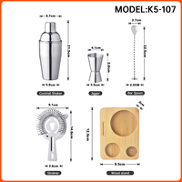 Ensemble de shakers à cocktails modernes en acier inoxydable écologique, fabrication directe d'usine, kit d'outils de bar 5 pièces, capacité 550 ml, 15 ml/30 ml