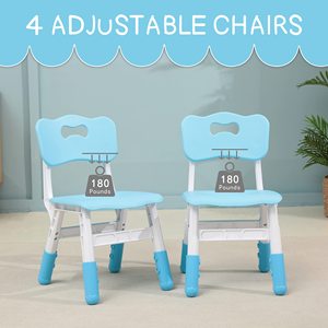 Set Tavolo e Sedie per Bambini, Scrivania Regolabile in Altezza per la Prima Infanzia con Posti a Sedere, Set Tavolo e Sedia da Studio per la Scuola, Tavolo per Asilo - Product Image 5
