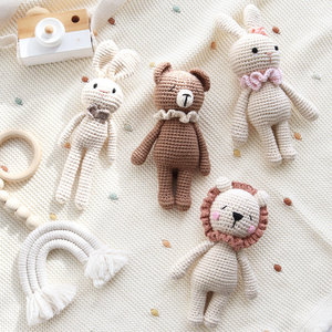 Jouet hochet en coton naturel de haute qualité, motif lapin ou ours, avec <span class=keywords><strong>anneau</strong></span> de dentition en bois <span class=keywords><strong>pour</strong></span> bébés filles et garçons - Product Image 6