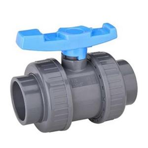 Vanne à boisseau sphérique à double union en <span class=keywords><strong>PVC</strong></span> pour l'agriculture, 1-1/2 pouces - 150 psi - Schedule <span class=keywords><strong>40</strong></span> - Socket ASTM pour piscine, raccordement de tuyaux - Product Image 1