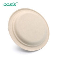 Assiettes jetables écologiques en pulpe de bagasse, imperméables et résistantes à la graisse, compatibles micro-ondes, pour fêtes, rentrée scolaire et usage quotidien