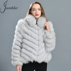 2022 Winter Real Fox Fur Jacket Cardigan Puff Long Sleeve Smooth 100% Silk Liner Reversible Wear Natural Fur Coat for Women