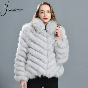 2024 invierno chaqueta de piel de zorro Real cárdigan <span class=keywords><strong>Puff</strong></span> manga larga suave forro 100% de seda ropa Reversible abrigo de piel Natural para mujeres - Product Image 1