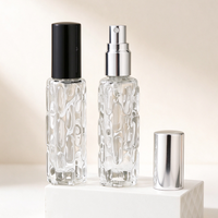 Flacon pulvérisateur de parfum en verre transparent gaufré de 10 ml, avec bouchon métallique personnalisé, atomiseur cosmétique portable rechargeable vide avec pompe