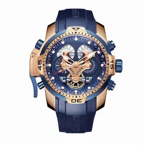 礁虎RGA3503R男用名牌手表大表盘复杂手表带万年历橡胶表带手表