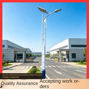 Mât d'éclairage public photovoltaïque en alliage d'aluminium galvanisé, haut mât intelligent gris hybride décoratif, fleur jaune LED IP65 - Product Image 3