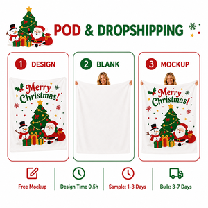 <span class=keywords><strong>Manta</strong></span> de Franela Personalizada de 280 g/m², MOQ 1, <span class=keywords><strong>Manta</strong></span> de Lana con Diseño Navideño de Santa Claus y Muñeco de Nieve para Dropshipping, Regalo Navideño - Product Image 2