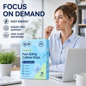 Strisce Orali di Caffeina ad Azione Rapida OKTW con L-Teanina e Vitamina B6, Gusto Menta, Integratore Nutrizionale Quotidiano per il Benessere <span class=keywords><strong>Mentale</strong></span> - Product Image 1