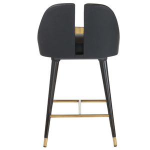 Crowley Counter Brass, Animal Hyde/Hide/<b>Leather</b>, and Wood Durable High Bar <b>Stool</b> for Home Bar & Dining Room - Product Image 3