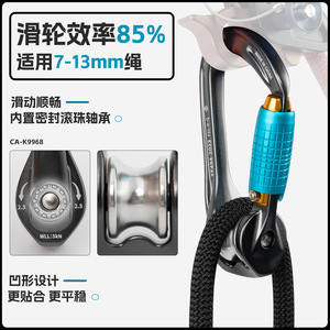 รอกคล้องเชือกแบบล็อคหลัก 22Kn 8 มม. สำหรับปีนเขา ปีนหน้าผา ปีนเขาสูง และเดินทางบนที่สูง - Product Image 4