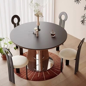 Set Tavolo da Pranzo Rotondo Moderno in <span class=keywords><strong>Legno</strong></span> di Frassino Bianco Massiccio per 4 Persone, Arredamento di <span class=keywords><strong>Design</strong></span> Ecologico per Sala da Pranzo - Product Image 4