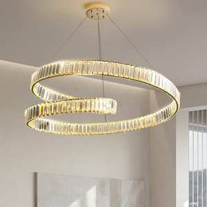 Modern LED Crystal Chandelier Home Decor Metal Led Gold Ring Pendant <b>Light</b> for <b>Dining</b> Table - Product Image 2