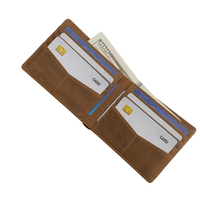 Dompet Lipat Kulit Asli Full Grain Terbaru, Tahan Lama, untuk Pria, dengan Banyak Slot Kartu dan Kantong Uang