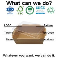 YBLPAK Ecologische Biologisch Afbreekbare Kraft Papieren Eetbakjes met Transparante Deksels, Magnetronbestendig voor Afhaalmaaltijden, Sushi, Salade, Lunch