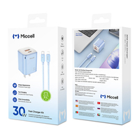 Chargeur mural Miccell Safe 30W GaN avec contrôle intelligent de la température, adaptateur USB C pour une utilisation quotidienne en extérieur, iPhone Android