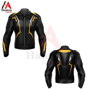 Veste de Moto en Cuir Unisexe Noir Jaune Imperméable Coupe-Vent avec Fermeture à Glissière sur le Front Design Graphique Foudre - Product Image 4