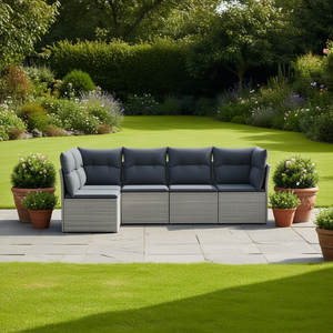 ชุดโซฟาหวายสีเทาแบบโมดูลาร์ 4 ที่นั่ง สำหรับสวน ดีไซน์ร่วมสมัยสำหรับใช้งานกลางแจ้ง - Product Image 2
