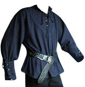 Costume da camicia a polsino scozzese mercenario mercenario medievale con lacci da uomo Ecowalson - Product Image 5